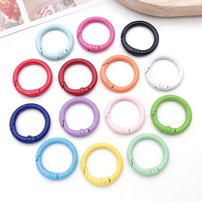 10pcs 15 Colors Spring O Rings, 24mm Clasp O Rings Round Keychain Key Ring Clips Snap Clip Hook Trigger Spring Keyring Buckle For Keychains Bag Purse Handbag