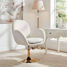 1PC Wahson Dressing Table Chair Swivel Armchair Modern Living Room Adjustable Chair Bedroom Padded Chair With Backrest - Beige - View 4