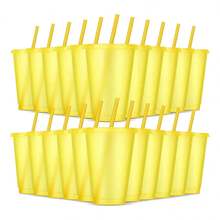 TendenciaVasos Reutilizables Plástico 500ml Con Tapa Y Popote, 20pcsCalidad premium - Amarillo - Ver 9