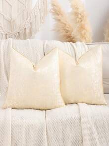 1件/2件金色装饰抱枕套，提花仿丝奢华农舍风格，适用于客厅、沙发、卧室、家居装饰，礼品 - 杏色 - 查看 14