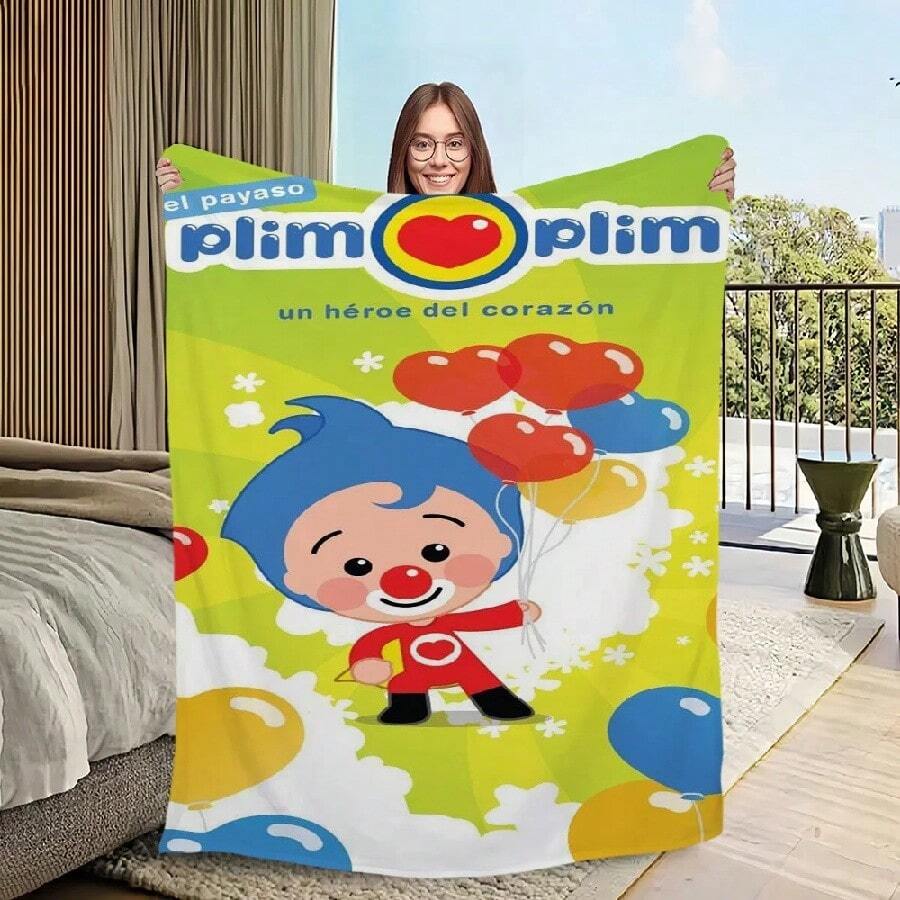 Cartoon P-Plim P-Plim Printed Comfortable And Soft Sofa, Living Room Bed, Bedroom Blanket Suitable For Travel And Gifts2.Jpg - trắng - Xem 1