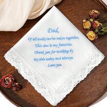 Wedding Handkerchiefs Something Blue For Bride, Mother Of The Bride Gifts Embroidered Lace Keepsake Bridal Hankies - 新娘的父親 - 查看 7