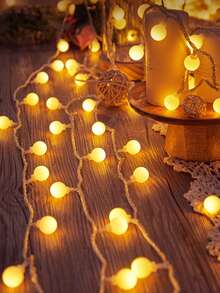 1 pezzo Luci a stringa a LED bianche a forma di pallina alimentate via USB 1,5/3/4,5/6m, luci decorative per interni, luci a stringa a LED per decorazione parete camera da letto, 8 modalità lampeggianti, adatte per decorazione matrimonio, decorazione festa di compleanno, decorazione tenda da campeggio, luci decorative per esterni, decorazione giardino, decorazione cortile, luci a stringa per decorazione albero di Natale - Bianco - Visualizzare 2