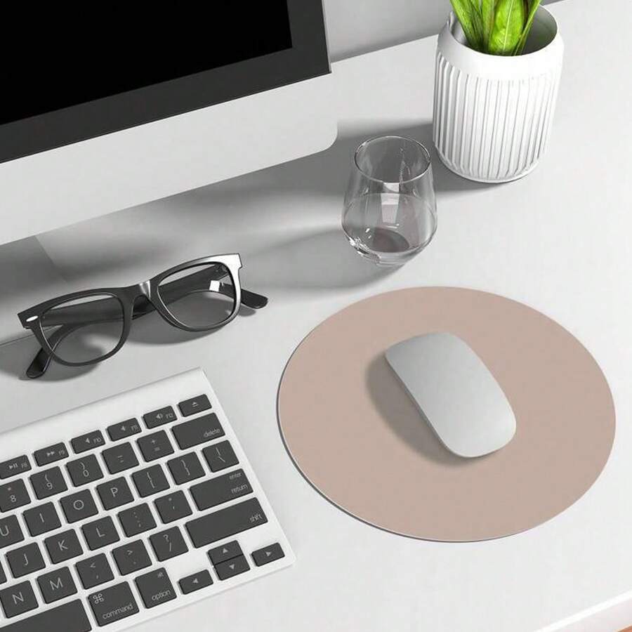 1/2pc Round Mouse Pad, Ultra-Thin Waterproof PVC Leather Mouse Pad, Stitched Edge Design, Suitable For Computer, Laptop, All Kinds Of Mice, Office/Home Use (22x22cm, 8.66"X8.66") - Multicolor - View 1