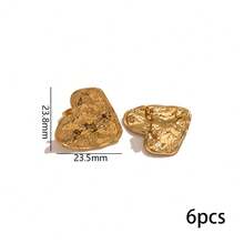 6-Piece Set Of 304 Stainless Steel 18K Gold-Plated Round Embossed Heart-Shaped Polished Earring Findings Women's Stainless Steel Jewelry Earring Components DIY Jewelry Accessories Earring Findings