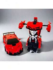 One Click Remote Control Transformation Car, Drifting Racing Car Model, Remote Control Sports Car, Boys' Toy Car - Red - View 6