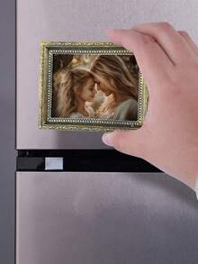 1pc Customizable Photo Frame Refrigerator Magnet, European Style Photo Frame Refrigerator Magnet, Personalized Photo Frame Refrigerator Magnet, Photo Refrigerator Magnet, Mini Frame, Gift For Her, Frame Decor, Wedding Birthday Gift - Multicolor - View 3