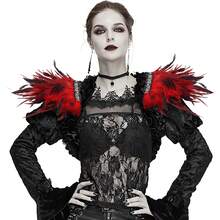 Hombreras de estilo gótico unisex de tamaño mediano con plumas sintéticas negras para fiesta de Navidad roja y carnaval, hechas de fibra de poliéster, perfectas para cosplay - A - Ver 23