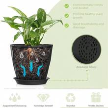 Inch Plant Pots 5 Pack, Flower Planters With Drainage Holes And Trays, Plastic Pots Indoor Outdoor Plants, White - Black + 7inch 5pc - View 3