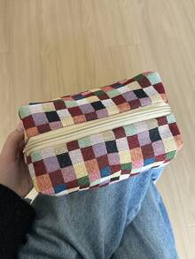 Large Makeup Bag For Women - Retro Colorful Striped Pattern Square Travel Toiletry Bag, Can Store Makeup Brushes, Skincare Products And Gel Nail Polish - Perfect Gift For Girls, Friends, Birthday, Wedding, Party And Mother's Day, With Zipper Portable Cosmetic Organizer, Travel Toiletry Bag And Makeup Tools - Multicolor - View 8