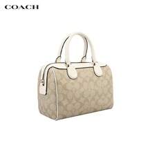 Coach Bennett 23 Adjustable Strap Zip Coated Canvas & Leather Colorblock Boston Satchel Shoulder Crossbody Bag, White/Tan 32203IMDQC, Pink/Tan F32203-IMBE5, Tan F32203-IME74, Brown/Black F32203-IMAA8, Grey/Black F32203-SUDK6 - White Brown 32203IMDQC - View 3