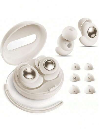 Tapones para dormir de 45dB - Ultra cómodos, tapones de silicona reutilizables con cancelación de ruido y protección auditiva | Para concentración, viajes y sensibilidad al ruido | 3 tamaños (S-L)