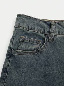 Magic Mia Women's Blue Flared Jeans - Floral Embroidery & Cutout Detail | High-Waisted Slim Fit For Daily Commute, Casual Hangouts, Date Nights & Weekend Errands | Versatile Styling For Street Walks, Café Visits & Office Lunches (Chic & Leg-Lengthening) For Effortless Daily Looks - 藍色 - 查看 3