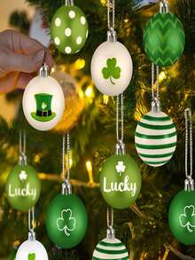 2 buah Dekorasi Pohon Natal Kayu 2D 16 buah untuk Hari St. Patrick, Ornamen Gantung Hari St. Patrick, Dekorasi Pohon Semanggi Irlandia, Dekorasi Rak Pesta (Catatan: Kayu Datar 2D, Bukan Bulat!) - MultiWarna - View 6