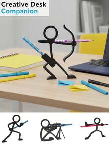 4 Types Of 3D Printed Stick Figure Pencil Holders, Including Pen Stands, Pen Containers, Desktop Ornaments, Study And Office Supplies, Stationery, And Desktop Sculptures. Gifts For Students, And For New Year - Multicolor - View 3