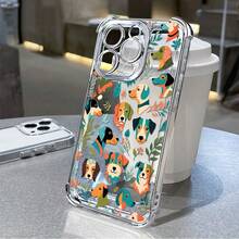 1pcs Colorful Cartoon Dog Pattern Phone Case Compatible with Apple Phone17ProMax 16 15 14Plus 11 12 13 ProMax Antidrop Phone Case Camera Protection Phone Case Funky Girlish Style Popular Cute Funny Can Be Given To Friends Can Be Given To Family Members As Gifts - Plateado - Ver 5