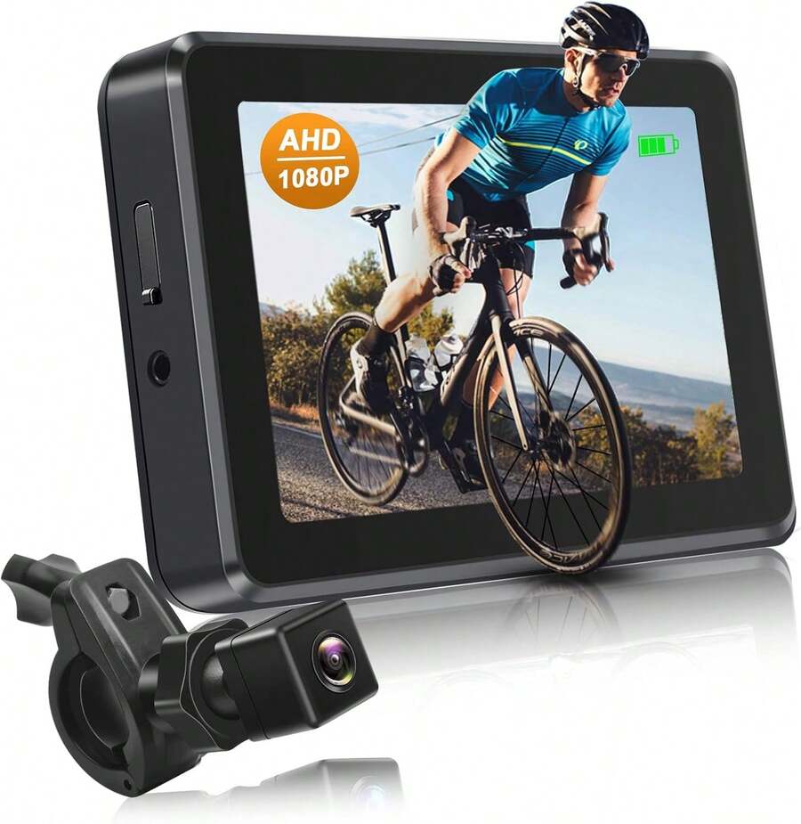 Bike Mirror Camera With 130°Wide Angle, 4.3" HD 1080P Monitor Bike Rear View Mirror, Night Vision Bike Camera For Handlebars, Adjustable Bicycle Mirror For E-Bike,Mountain, Road Bike - Black - View 1