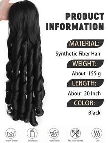 20-Inch Deep Wave Curly Ponytail Hair Extensions With Drawstring Clip, Heat-Resistant Synthetic Fiber Wig, Suitable For Women To Wear On Christmas, Halloween Parties And Daily - Multicolor - View 5