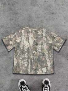 Women's Casual Loose Camouflage Print Short Sleeve T-Shirt - 軍綠色 - 查看 2