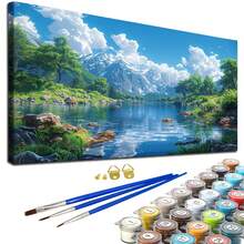 طقم الرسم بالأرقام للكبار - 27.6 * 15.7 بوصة، بدون إطار، طقم الطلاء السهل DIY، حرفة فنية لديكور المنزل، هدية مثالية لأعياد الميلاد، عيد الأب، عيد الميلاد، عيد الأم وعيد الحب - متعدد الألوان - مشاهدة 27