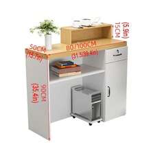 EYPKPL Mostrador de recepción Moderno en Forma de L Mostrador de recepción de pie con Espacio de Almacenamiento Mostradores para Negocios recepción de Doble Tapa - Nogal blancoL - Ver 2