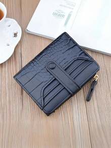 Wavhen 女士鳄鱼纹压花短款钱包 时尚零钱包 多功能大容量拉链卡包 女士钱包 迷你钱包 小钱包 可爱钱包 旅行必备证件夹 身份证夹 - 彩色 - 查看 15