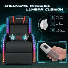 ccHomall - Silla reclinable de Masaje LED para Juegos Estilo Carreras sofá para Sala de Estar cómodo ergonómico para Cine en casa Rojonn - Rojo - Ver 5