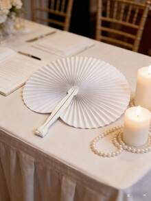 1/10/30/50/80/100 件白色心形折叠纸扇，婚礼装饰