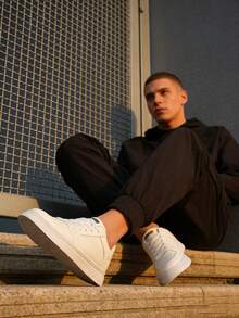 Platform Sneakers For Men, White Chunky Sole Skate Shoes, Low Top Casual Lace Up - Unique Gift For Teen Boys, Skate Shoes For Street Style - 白色 - 查看 6