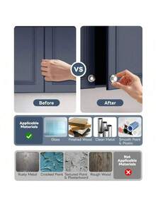 1/5 Packs Self Adhesive Cabinet Knobs, No Drilling Self Stick Drawer Knob, Stick-On Kitchen Cabinet Stainless Steel Handle Pull For Window, Wardrobe, Dresser, Cupboard, Closet - Multicolor - View 12