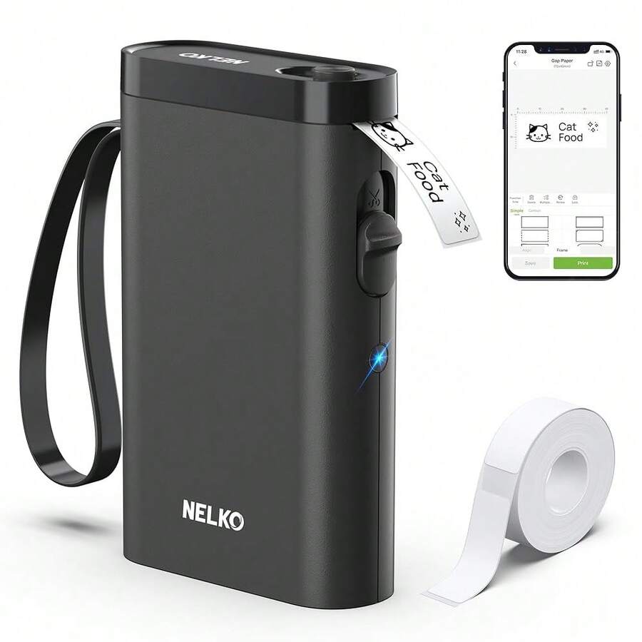 Label Maker Machine With Tape, P21 Bluetooth Label Printer, Wireless Mini Label Makers With Multiple Templates For Schoolsss Office Home, Black - 黑色的 - 查看 1