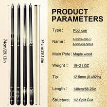 Meteor Series Premium Maple Wood Billiard Cue, Professional Competition Grade Maple Cue, 12.5mm Multi-Layer Rainbow Leather Tip, Anti-Slip Wrapping Technique, Stainless Steel Slow Teeth Joint Anti-Loosening And Deformation, 148cm, 1/2 Piece Portable Cue, Ideal For Beginners With Stable Feel, Perfect Gift For Beginner Players - 506-1 Meteor 2 - View 2