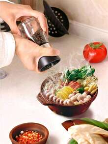 1pc Manual Pepper Grinder, Household Salt/Spice Grinder, Glass Spice Mill, Reusable Spice Bottle, Adjustable Grinding, No Electricity Needed, Suitable For BBQ, Picnics, Camping, Kitchen Tool, Valentine's Day Gift, Kitchen Accessory (Random Color)