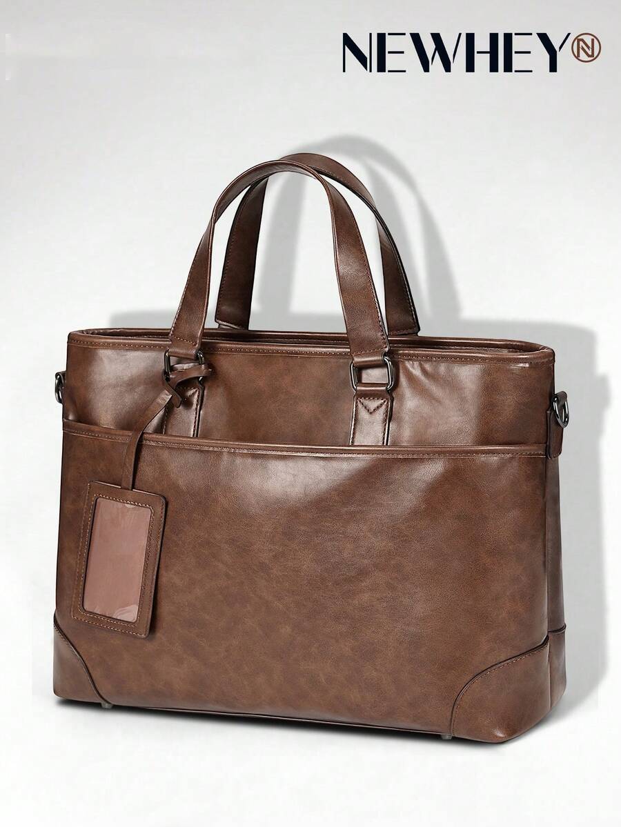 NEWHEY 15.6英寸男士商务公文包，皮革防水通勤包，大容量，适合求职面试及其他场合 - 彩色 - 查看 1