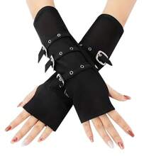 Mrotrida Women's Punk Fingerless Gloves, Cosplay Ripped Gloves, Costume Party, 1 Pair - màu đen - Xem 5