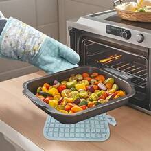 Silicone Printing Oven Mitts Heat Resistant To 500 Degree,Yarm-Dyed Oven Gloves With Animal Design Non-Slip For Kitchen CooFKing Barbecue BaFKing And Machine Washable. (Light Blue Mitts),LightBlueMit - 淺藍色手套 - 查看 8