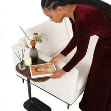 Mesa Auxiliar En Forma Mesa De Centro Modernas, Mesa Auxiliar De Acero Inoxidable Para Sala Y Recámara, Mesita De Noche Para Espacios, Alto 60 Cm - Granate - Ver 3