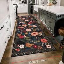 1 件复古花卉图案门垫，适用于玄关、厨房、洗衣房、卧室、家居装饰，是理想的圣诞礼物
