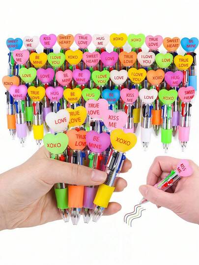 20pcs-Valentine's Day Conversation Multicolor Pens In One Cute & Fun 4-In-1 Pen Set Bulk Kawaii Be Mine Love Conversation Adorable Ballpoint Pens, Fun Gift,Birthday Gift