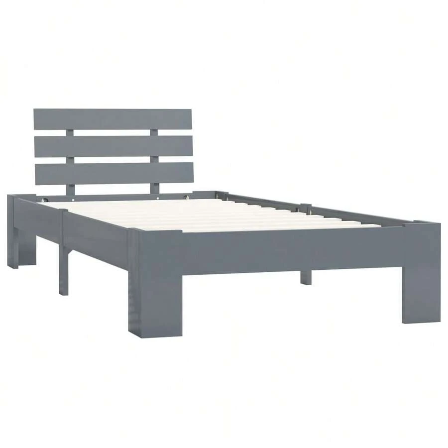 vidaXL Quadro de lit sans matelas gris bois de pin massif 90x200 cm - Cinza - Ver 1