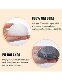 3个装天然洁面海绵，去角质，魔芋海绵，含活性炭，可用于清洁面部和身体，天然魔芋海绵套装，专业美容师使用，家用日常清洁海绵。 - 彩色 - 查看 4