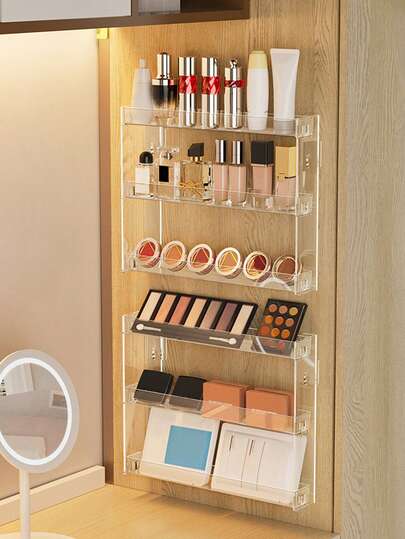 1件/3层亚克力壁挂式化妆品收纳架，无需钻孔