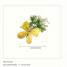 1pcs Elegant Bohemian Style Floral Hair Clip - 3D Simulation Lily Of The Valley & Butterfly Design, Vintage Chinese Retro Palace Hair Accessory For Women, Perfect For Valentine'S Day Or Casual Outfits, Cute Hair Clips, Bohemian Hair Accessories, Retro Hairpiece, Intricate Craftsmanship - 黃色 - 查看 7