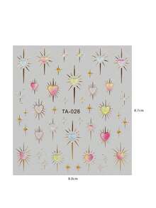 2pcs Valentine's Day Heart Chain Nail Art Embossed Nail Art Stickers - Heart, Chain, Bow, Lips, Necklace Design, 5D Embossed Finish, Easy To Apply Nail Decoration, DIY, Gift, Party, Y2K, Glitter Sticker Nails Nail Supplies - Multicolor - View 6