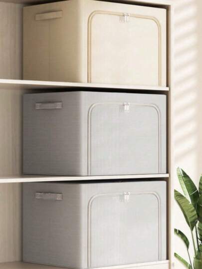 1/2 PCS Heavy-Duty Steel Frame Clothes Storage Box + 10 PCS Storage Bags Value Bundle Set - Collapsible Large-Capacity Storage Organizer For Clothes/Bedding/Blankets | Waterproof, Moisture-Proof & Dustproof Wardrobe Special Storage Bin | Space-Saving Must-Have For Home/Dorm/Rental House