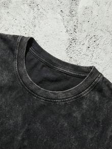 Blue Shooting Star Logo Graphic Tee Unisex Couple Matching Boyfriend Style Hell Star Double Sided Print Electric Color Y2K Aesthetic Acid Washed Cotton Graphic Tees Men Oversized T Shirt Summer Outfits Camisetas Para Hombre - màu đen - Xem 6