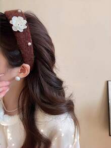 1 pièce Bandeau pour femme, design fleur de camélia, feutre de laine, pour un port quotidien, couronne haute flatteuse, accessoire capillaire polyvalent, convient pour une utilisation quotidienne - Multicolore - Voir 8