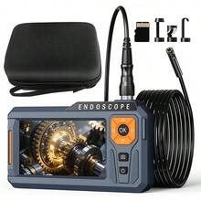 Triple Lens 5" IPS Borescope Inspection Camera, Ginocaco 1080P Digital Video Endoscope With Light, Waterproof Scope Camera With 16.5FT Semi-Rigid Cable, Drain Pipe Tool, Carrying Case, 32G Card - 16.4FT Dual Lens Light - View 9