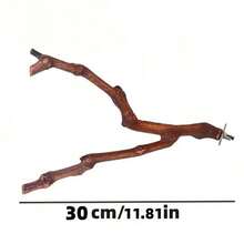 Tiang Bertengger Burung Beo Terlaris, Bertengger dari Kayu Paulownia, Tiang Penggaruk Motif Garis Harimau, Aksesoris Dekorasi Sangkar Burung - MultiWarna - View 11