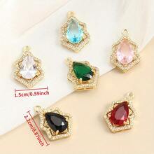 2个22x15mm多色单吊坠水滴吊坠，适用于耳环、手链、项链等DIY珠宝制作配件 - 彩色 - 查看 4